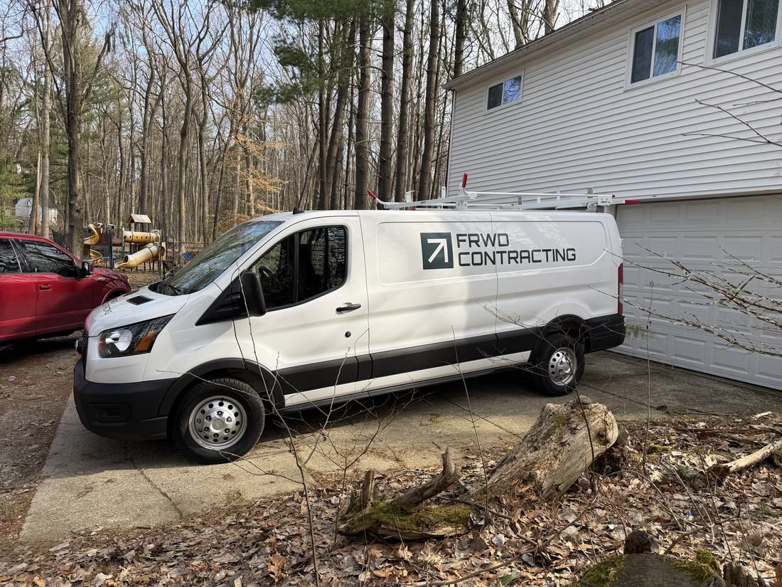 FRWD Contracting cargo van door and side decals installed by Good Graphics Co.