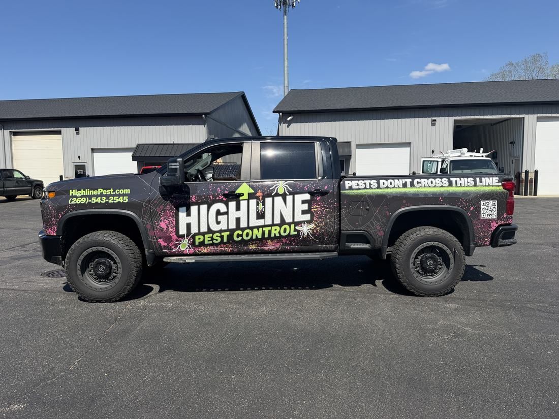 Full truck wrap installed by Good Graphics Co. for Highline Pest Control.