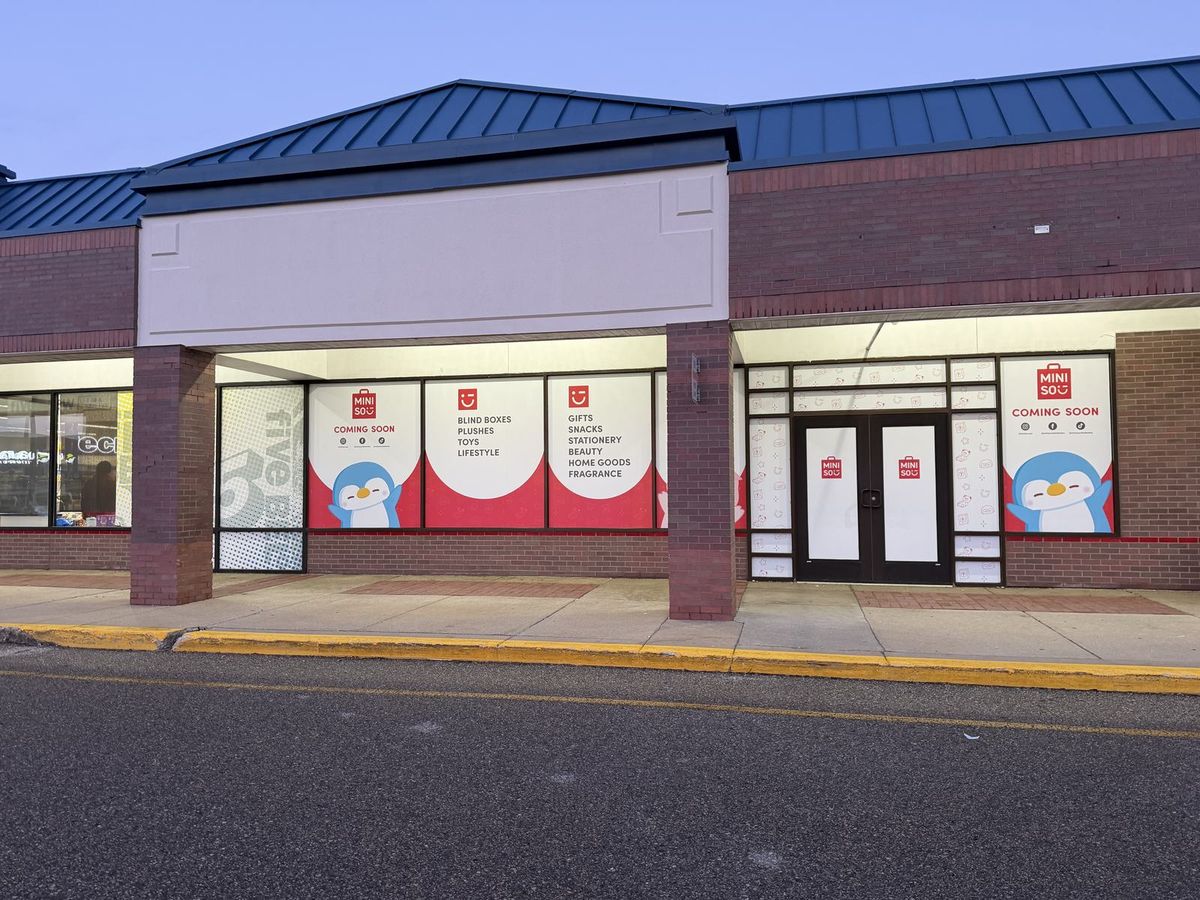 Miniso storefront window graphics installed by Good Graphics Co. for a national retail brand.